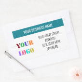 Sticker Rectangulaire Nom du logo de l'entreprise personnalisée Modèle É (Enveloppe)