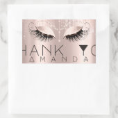 Sticker Rectangulaire Nom du Merci Rose minimal Douce nuptiale 16e (Sac)