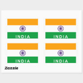 Sticker Rectangulaire nom du symbole du pays d'inde (Feuille)