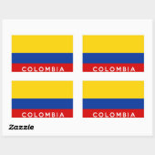 Sticker Rectangulaire nom du texte du drapeau de la colombie (Feuille)