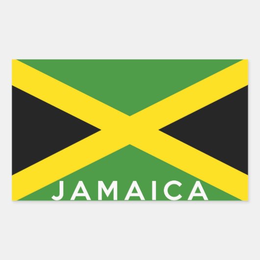 Sticker Rectangulaire nom du texte du drapeau de la Jamaïque (Devant)