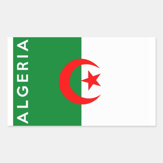 Sticker Rectangulaire nom du texte du drapeau du pays algérien (Devant)