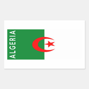 Sticker Rectangulaire nom du texte du drapeau du pays algérien
