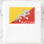 Sticker Rectangulaire nom du texte du drapeau du pays du bhoutan (Sac)