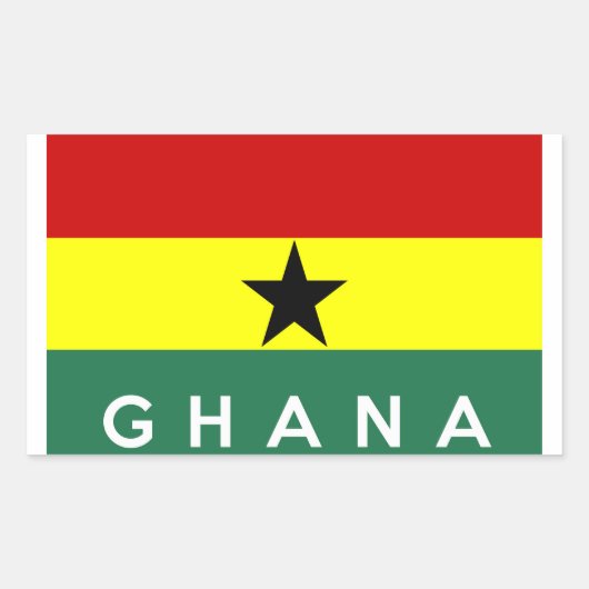 Sticker Rectangulaire nom du texte du drapeau du pays ghana (Devant)