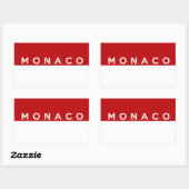 Sticker Rectangulaire nom du texte du drapeau du pays monaco (Feuille)