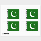 Sticker Rectangulaire nom du texte du drapeau du pays pakistan (Feuille)