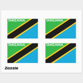 Sticker Rectangulaire nom du texte du drapeau du pays tanzanie (Feuille)