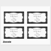 Sticker Rectangulaire Nom et adresse de conception du cadre d'argent (Feuille)