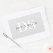 Sticker Rectangulaire Nom et monogramme modernes | Gris clair et foncé b (Enveloppe)