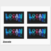 Sticker Rectangulaire Nom Logan en lumières 3D (photo) (Feuille)