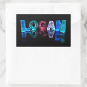 Sticker Rectangulaire Nom Logan en lumières 3D (photo) (Sac)