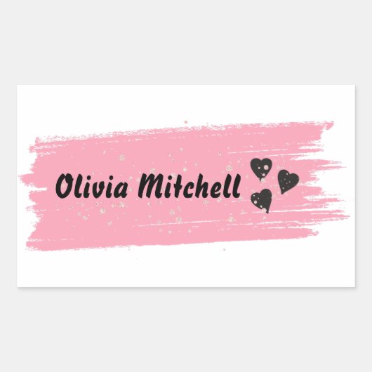 Sticker Rectangulaire Nom long étanche de la parties scintillant (Devant)