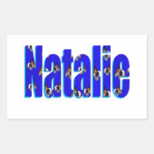 Sticker Rectangulaire Nom 'Natalie' fait à partir de cochons d'Inde, (Devant)