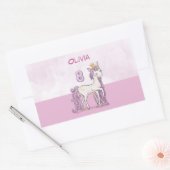 Sticker Rectangulaire Nom personnalisé 8e anniversaire Cheval rose avec  (Enveloppe)