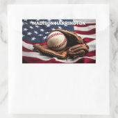 Sticker Rectangulaire Nom personnalisé American Baseball (Sac)