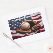 Sticker Rectangulaire Nom personnalisé American Baseball (Enveloppe)