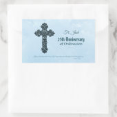 Sticker Rectangulaire Nom personnalisé & Anniversaire Année Ordination, (Sac)