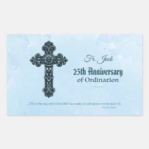 Sticker Rectangulaire Nom personnalisé & Anniversaire Année Ordination,
