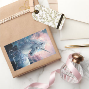 Sticker Rectangulaire Nom personnalisé belle licorne