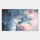 Sticker Rectangulaire Nom personnalisé belle licorne (Devant)