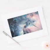 Sticker Rectangulaire Nom personnalisé belle licorne (Enveloppe)