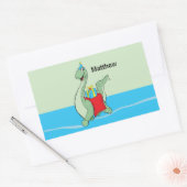 Sticker Rectangulaire Nom Personnalisé, Garçon, Dinosaure Anniversaire (Enveloppe)