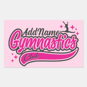 Sticker Rectangulaire NOM personnalisé Gymnaste Split Leap Gymnastique