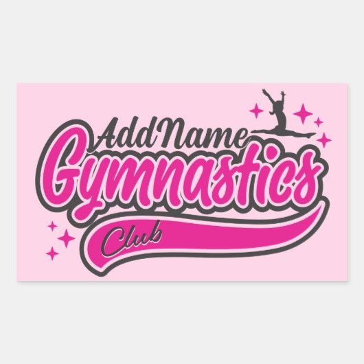 Sticker Rectangulaire NOM personnalisé Gymnaste Split Leap Gymnastique (Devant)