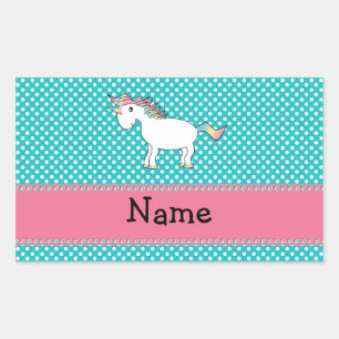 Sticker Rectangulaire Nom personnalisé mignon licorne