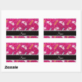 Sticker Rectangulaire Nom personnalisé neon rose chaud parties scintilla (Feuille)