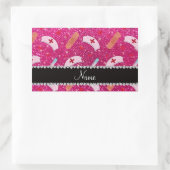 Sticker Rectangulaire Nom personnalisé neon rose chaud parties scintilla (Sac)