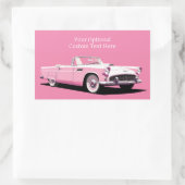 Sticker Rectangulaire Nom personnalisé Pink Classic Car (Sac)
