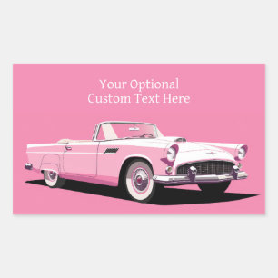 Sticker Rectangulaire Nom personnalisé Pink Classic Car