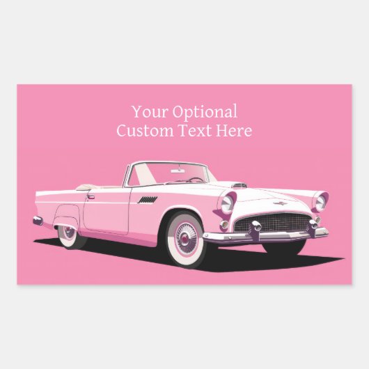 Sticker Rectangulaire Nom personnalisé Pink Classic Car (Devant)