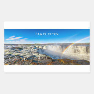 Sticker Rectangulaire Nom personnalisé Selfoss Waterfall, Islande