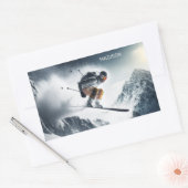 Sticker Rectangulaire Nom personnalisé Skier de montagne (Enveloppe)