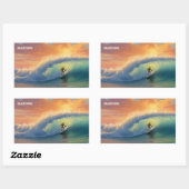 Sticker Rectangulaire Nom personnalisé Surf (Feuille)
