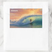 Sticker Rectangulaire Nom personnalisé Surf (Sac)