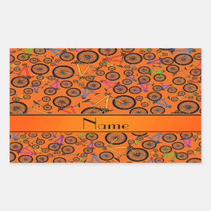 Sticker Rectangulaire Nom personnalisé VTT orange