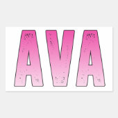 Sticker Rectangulaire Nom rose Ava (Devant)