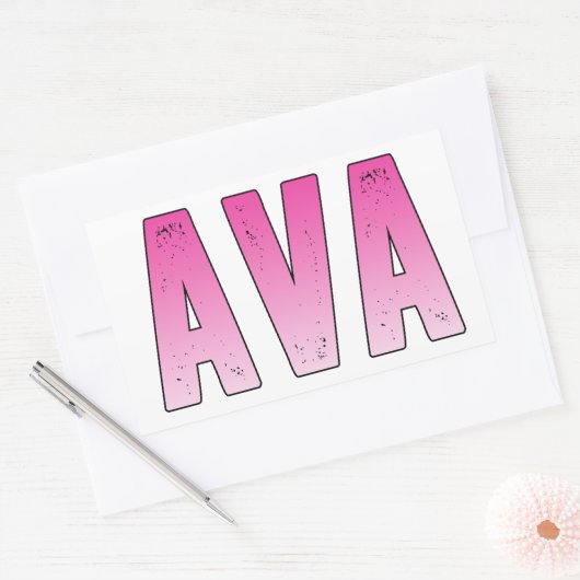 Sticker Rectangulaire Nom rose Ava (Enveloppe)