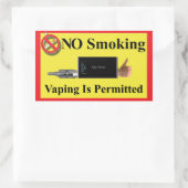 Sticker Rectangulaire NON Fumer mais Vaping autorisé (Sac)