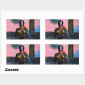 STICKER RECTANGULAIRE NORA CYBER WARRIOR (Feuille)