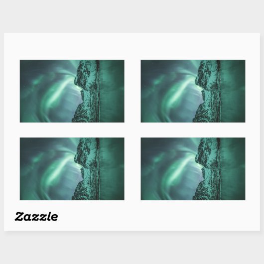 Sticker Rectangulaire Northern Lights Nature Photo (Feuille)
