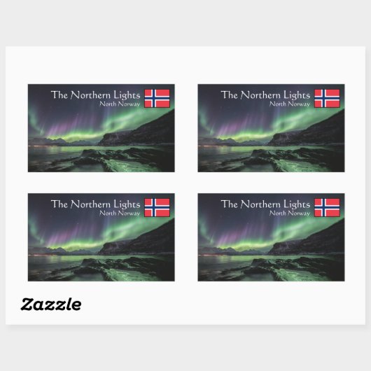 Sticker Rectangulaire Northern Lights Norvège (Feuille)
