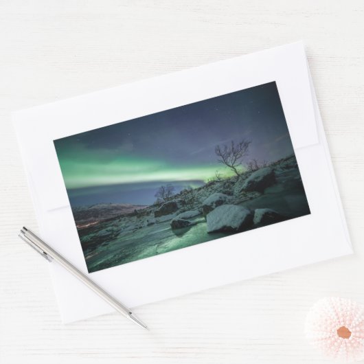 Sticker Rectangulaire Northern Lights Norvège (Enveloppe)