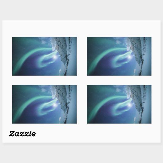 Sticker Rectangulaire Northern Lights Norvège (Feuille)