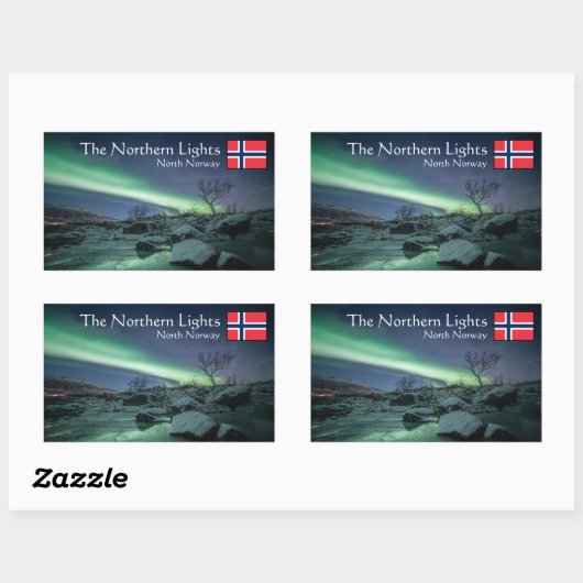 Sticker Rectangulaire Northern Lights Norvège (Feuille)