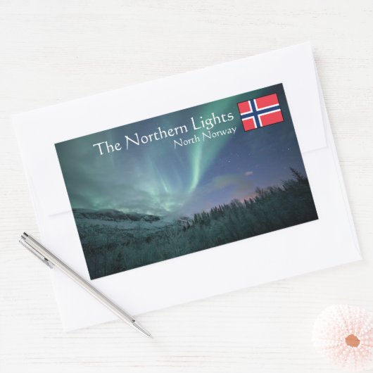 Sticker Rectangulaire Northern Lights Norvège (Enveloppe)